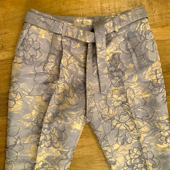 Tahari ASL Women's Metallic Jacquard Slim Pants in size petite 0 - Picture 7 of 15